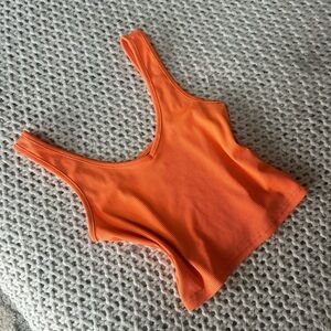 Neon Orange Ribbed Tank Top XS